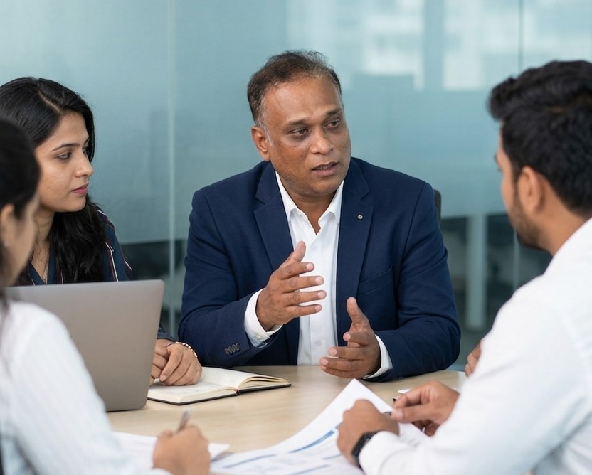 Daniel Rishi working with a client
